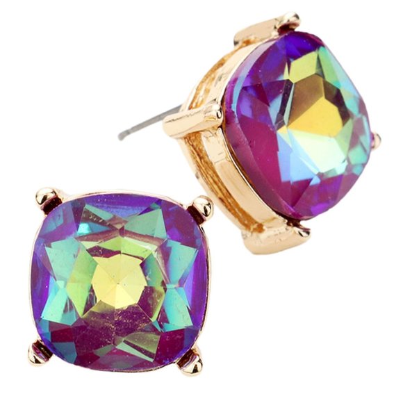 Large Crystal Rhinestone Stud Earrings - Picture 1 of 2